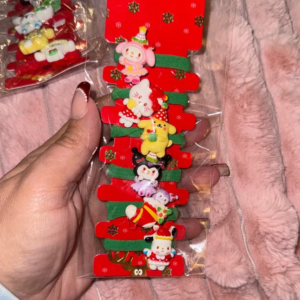 New 2 sets of 6‎ pcs each Cute festive hello kitty and friends  Hair Ties Set